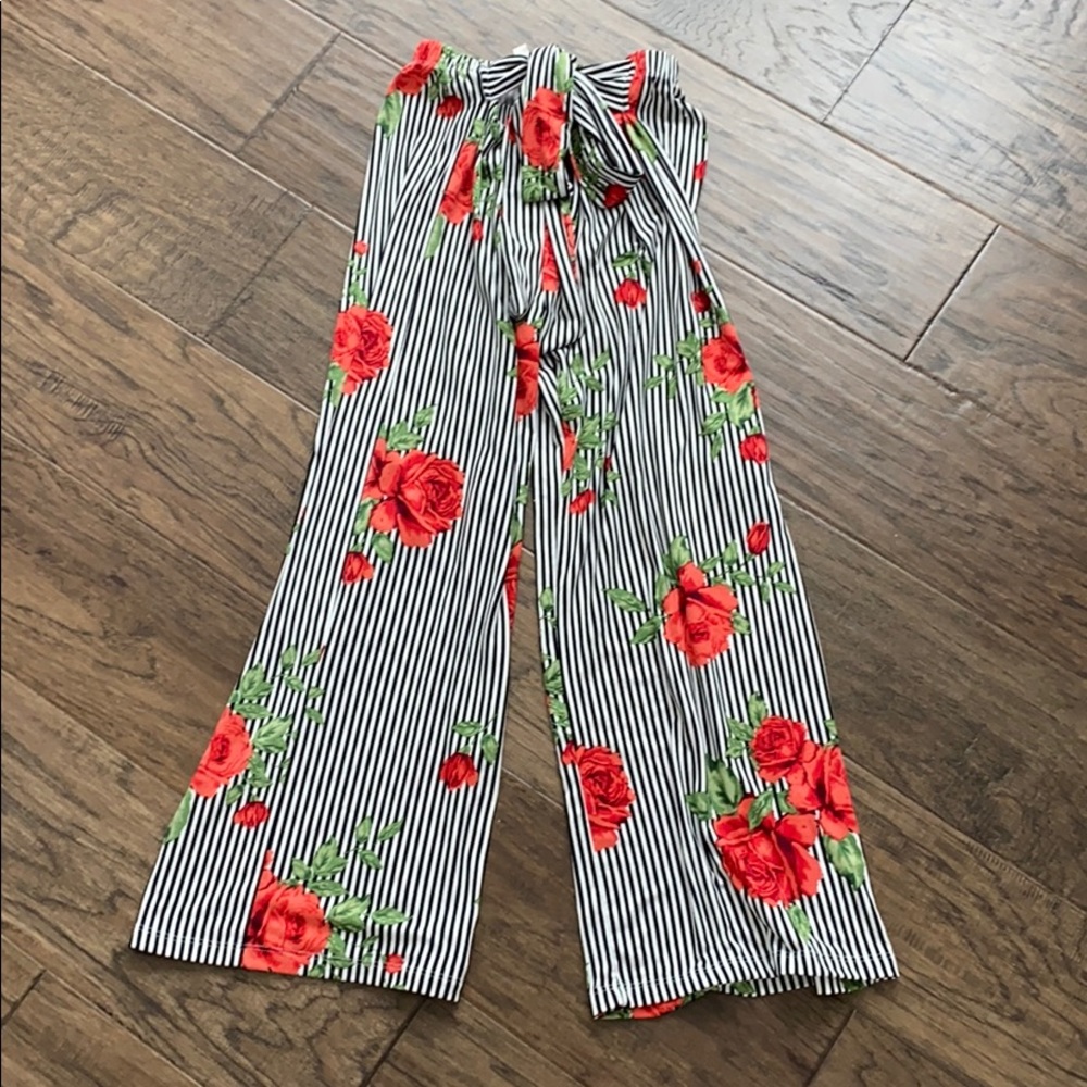 Striped/Floral Capri Pants